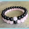 Brins de perles Pierre naturelle 8 mm Bracelet onyx noir 8 mm Bracelet quartz rose Perles de pierres précieuses Bracelet de pierres précieuses élastiques Cadeaux Drop D Dh1Ec