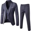 Men's Suits Blazers Men's 3 Piece Slim Fit Business Suit Set 1 Button Blazer Jacket Vest Pants Solid Wedding Dress Tux and Trousers 220909