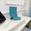 10cm Begum bowknot farfalla stivali tacco alto Stivaletti pieghettati Décolleté Donna pelle lucida AMINA MUADDI diamante Designer scarpe a punta stiletto scarpe moda