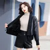 Femmes en cuir 2022 printemps automne femmes mode noir Faux veste Streetwear court ample col en v Biker manteau femme vêtements d'extérieur décontractés hauts