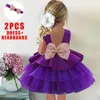 Girl Dresses Toddler Baby Dress Headband Born Christening Princess Wedding 1st Birthday Party Child Baptism Clothes Vestidos