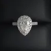 Anel de compromisso feminino luxuoso, prata esterlina 925, corte de pêra, 3ct cz, noivado, aliança de casamento, para mulheres, declaração de noiva, joias 2559003348