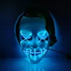 Masques de fête d'Halloween Cheveux verts Clown LED Masque de lumière froide Bar Glowing Joker Flack Perruque Masque FY9557