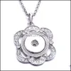 Pendentif Colliers Bouton Pression Charmes Bijoux Blanc Zircon Tortue Éléphant Fleur Pendentif Fit 18Mm Snaps Boutons Collier Pour Femmes Dhb8H