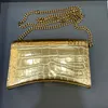 Sanduhr-Tasche, Metallkette, Umhängetasche, klassisches Alligatormuster, Umhängetaschen, Designer-Tasche, luxuriöse Geldbörse, Halbmond-Handtaschen, Metall-Brieftasche mit Haspe, Klappe, 23