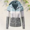 Damen Hoodies Sweatshirts Patchwork Casual Slim Reißverschluss Mantel Outdoor Herbst Winter Jacke Sport Mode Langarm Kapuzenpullover 220909