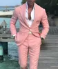 Abiti da uomo Blazer 2 Cappotto moda Pantaloni Spiaggia Abiti da uomo Abiti rosa per ballo di nozze Smoking da sposo slim fit Uomo Abito maschile 2 pezzi Giacca pantalone 220909