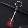 Keychains Fashion Classic Guitar Keychain Car Key Chain Ring Musical Instruments Pendant Accessories For Man Women Gift Wholesale Dro Dhv6K