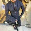 Мужские костюмы Blazers Классические черные костюмы Slim Fit для Mens 3 Piece Jacket Set Set Groom Wedding Peake Home Lapemedo Formal Business Costume Homme 220909