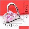 펜던트 목걸이 좋은 6 개 조각 1LOT Crystal Heart Fire Pink Cubic Zirconia Gems 925 Sterling Sier USA 이스라엘 약혼 펜던트 NEC DHX6O