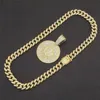 Anhänger Halsketten Hip Hop Kristall Glückszahl 7 Anhänger mit Big Miami Cuban Chain Choker Halskette für Männer Frauen Iced Out Münze Schmuck 220909