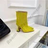 10 cm Begum Bowknot Butterfly High Heel Boots Pleated Ankle Boot Pumpar Womens Shiny Leather Amina Muaddi Diamond Designer Pekade tår Stiletto Fashion Shoes