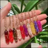 Hänge halsband tråd wrap reiki healing crystal sten hänge chakra rose tiger ögon guld choker halsband grossistenergi hängen dh9av