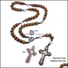 B￤rade halsband Rosario Legno Cattolico Croce Donna Collana Uomo Drop Leverans 2021 smycken halsband h￤ngen sexigahanz dhpyi