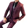 Men's Suits Blazers Boutique S-5XL suit Vest Trousers Men's Solid Color Fashion Business Gentleman Casual Slim Wedding Dress Three-piece Suit 220909