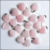 Ciondoli in pietra naturale 25 mm Ciondoli a forma di cuore Quarzo rosa Pendenti Chakra Gemma Orecchini adatti Collana che effettuano consegna di goccia 2021 Gioielli Findi Dhzuj