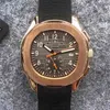 Automatic Mechanical Men Watch Rose Gold Sapphire Stainless Steel Transparent Blue Black Rubber Dual Time Sport Watches