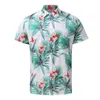 القمصان غير الرسمية للرجال قميص هاواي للرجال الربيع الصيف زر قصير الأكمام أسفل الشاطئ الاستوائي مطبوع بالإضافة إلى الحجم