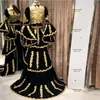 Традиционные косово албанские выпускные выпускные платья 2023 Черные золотые кружевные кружевные мусульманские арабские куртки с длинным рукавом Кафтан Вечернее платье Вестидо де Фиеста