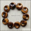 Charms Natural Tiger Eye Stone Gogo Donut Charms Hangers kralen 18 mm voor sieraden maken Groothandel drop levering 2021 Bevindingen Componen Dhqan