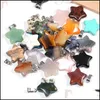 Charms Small Customized Natural Crystal Quartz Carved Star Charms Stone Pendant For DIY Jewelry Making Halsband Drop Delivery 2021 Fi Dhopw