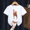 Shirts Santa Riding Giraf Print T-shirt Tops voor meisjes/jongens grappige kinderen kleding kerstcadeau t-shirt Harajuku kawaii kinderen shirt