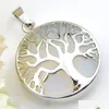 Pendentif Colliers Arbre De Vie Pendentif Vintage Magnifique Rond Blanc Pierre De Lune Gemmes Sier Pour Femmes Bijoux Australie Usa Drop Delivery Dhi6Y