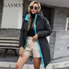 Kadınlar Down Parkas Gasman Kadınlar Down Ceketler Uzun Moda Günlük Kontrast Ceket Kadın Kış Drawstring Sıcak Rüzgar Parka Markası M-210 220909