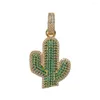 Colliers pendants bonlavie hip hop solid cactus micro incrusté zircon street fashion hiphop masculin