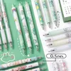 6st/set Cute Cartoon Press Neuter Pen 0,5 mm Black Gel -elever som skriver ritningspapper presenter Skolekontorsmaterial