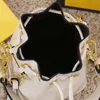 Designer Multicolor Mini Bucket Bag Fashion Womens Leather Handbag Purse Letter Metal Decoration Drawstring Shoulder Crossbody Bags Top Hand