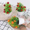 Decoratieve bloemen kunstmatige mini bonsai planten plastic oranje granaatappel fruit chili boom bureau decor neppot voor thuiskantoor decoratie