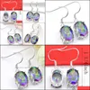 Lustre de Dangle 6 pares 1 LOT Ação de Graças Presente Classic Fire Mystic Topaz 925 Sterling Sier Dangle Brincos Rússia Canadá Drop Deli Dhmkg