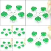 Pendant Necklaces Mix 5Pcs Square Green Emerald Gemstone 925 Sterling Sier Pendants Necklaces For Lady Girl Women Party Gifts New Luc Dhvf5