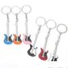 Keychains Fashion Classic Guitar Keychain Car Key Chain Ring Musical Instruments Pendant Accessories For Man Women Gift Wholesale Dro Dhv6K