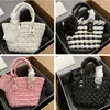 bolsas de grife Cores 4 Weave Tote Basket Bag Women Crochet Fashion Bags Handbag Shoulder Crossbody Bags Poliuretano Alça removível