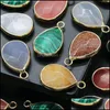 Charms Waterdrop Tigers Eye Agates Blue Quartz Stone Charms Facetter Gemse Golden Plated Pendant Women Jewelry Making Halsband Wholesa DHNF8