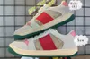 Дизайнеры обуви кожи кроссовки кроссовки повседневная обувь бежевое масло грязное Италия винтаж красная зеленая сеть роскоши