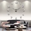 Horloges murales Grande maison horloge murale 3D bricolage horloge acrylique miroir autocollants décoration de la maison salon Quartz aiguille auto-adhésif suspendu montre 220909