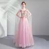 Long Evening Dresses Crystal Beading Floor Length lace flowers Party Dress Prom Gowns