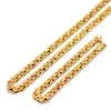 Necklace Earrings Set AMUMIU Mens Gold Color Chain Stainless Steel Bracelet Flat Byzantine Fashion Necklaces Women Punk Party HTZ091A
