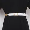 Belts Fashion Multi Color Faux Leather Waist Belt Chain Korean Women Summer Suit Dress Office Ladies Slim Corset Buckle Pin