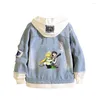 Heren hoodies anime zwaard kunst online jas jas jas mannen vrouwen casual denim codeed losse cartoon cowboy