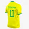 2022 koszulka piłkarska camiseta de futbol paqueta neres Coutinho Football Shirt Jesus Marcelo Pele Casemiro 23 23 Brazils Brasil Maillots Football Men Dzieci ustawiają mundury mundury
