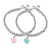 Braccialetti fascino perle a cuore blu bracciale bracciale in acciaio inossidabile marca a pendente rosa del marchio tif design donne eleganti gioielli regalo br2521