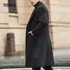 Misto lana da uomo YESMOLA Autunno Inverno Cappotto da uomo Solido Manica lunga Giacche di lana Pile da uomo Cappotto Streetwear Moda Trench lungo Capispalla 220909