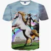3D Т Рубашки Новая мода Мужчина Женская футболка 3D Принт кошка кавалерная верховая лошадь Смешная космическая галактика Футболка Summer Tees223n