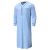 Vêtements de nuit pour hommes Hommes Chemise de nuit Couleur unie Lâche Saoudien Arabe Manches longues Chemise de nuit Kaftan Dubaï Robe avec poches Sommeil Tops Homewear