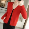 Spring Autumn V-Neck Knitted Cardigan Women's Loose Large Size Thin Sweater All-Match Jacket Pure Color Basic Small Cardigan 220909