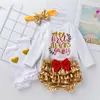 Ensembles de vêtements Lettres pour bébés à manches longues Triangle Romper 0-24M Bébé Filles Couleur Solide Bow-Noeud Short et chaussettes Couverture avec couvre-chef